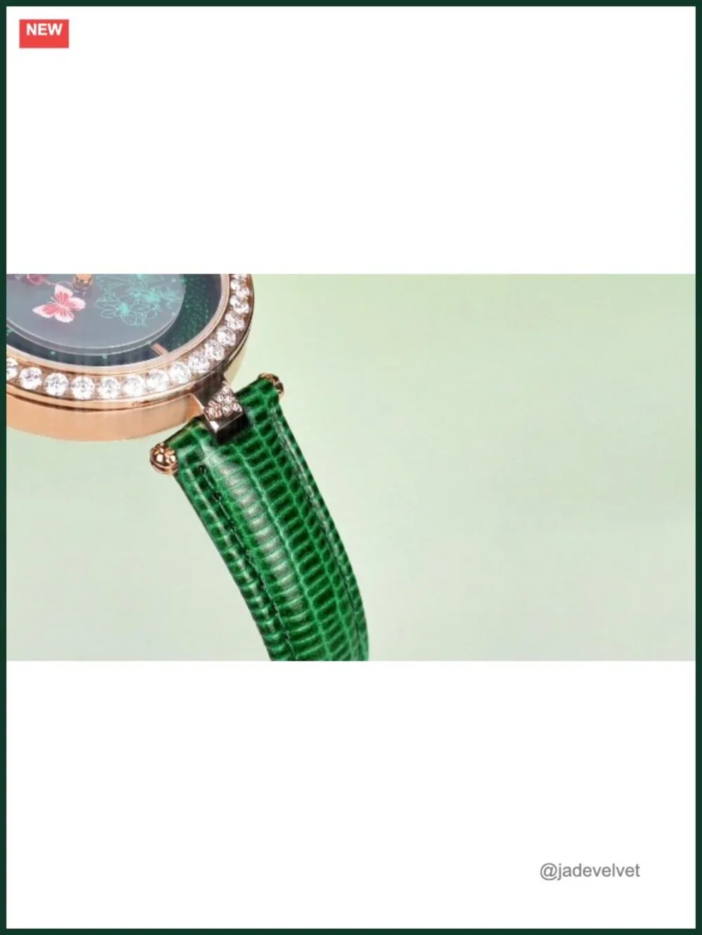 Butterfly Watch for Women Leather Strap Sapphire Crystal Quartz 34mm
